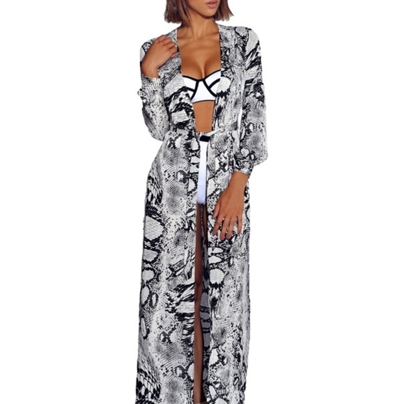 NWT - Python Snake Print Chiffon Kimono Duster - Picture 3 of 7